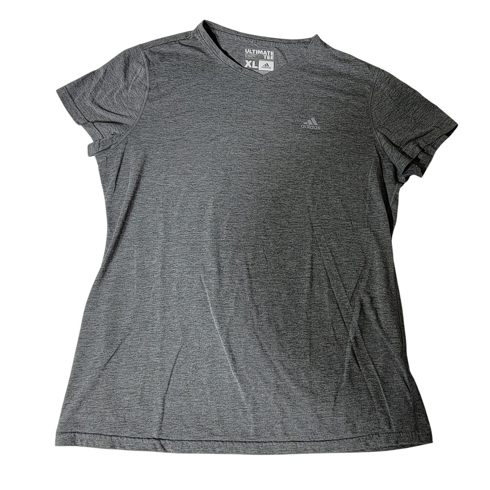 Adidas Ultimate‎ Tee Womens XL Grey Heather Climalite V-Neck Athletic T-Shirt